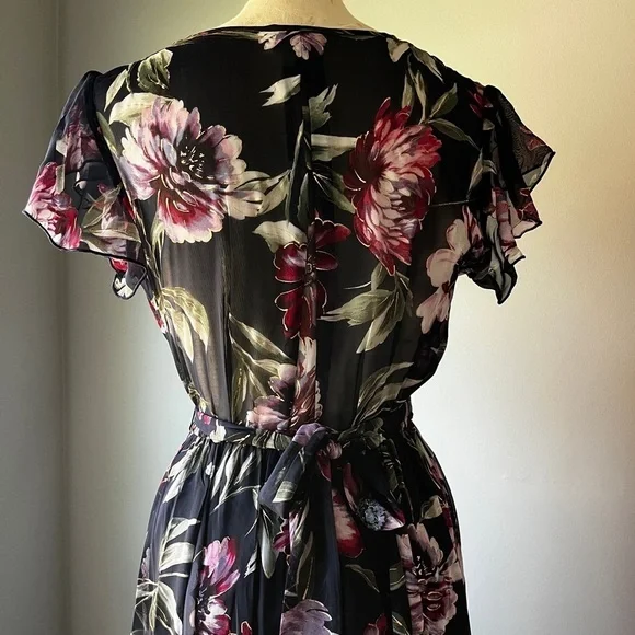 Alexa B Nites Navy Floral Sheer Chiffon Nightgown